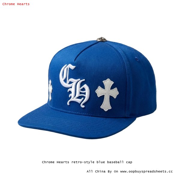 Chrome Hearts retro-style blue baseball cap