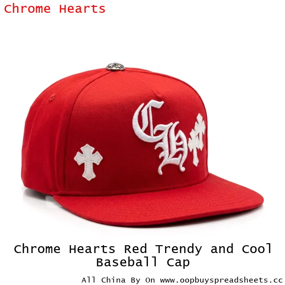 Chrome Hearts Red Trendy and Cool Baseball Cap