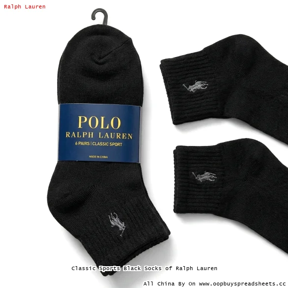 Classic Sports Black Socks of Ralph Lauren