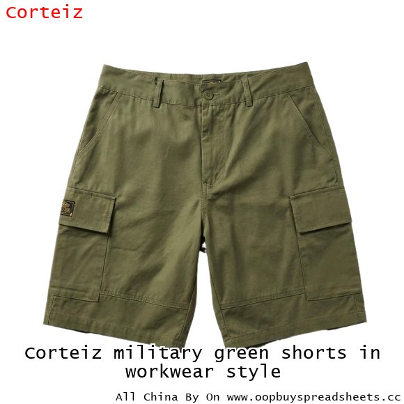 Corteiz military green shorts in workwear style