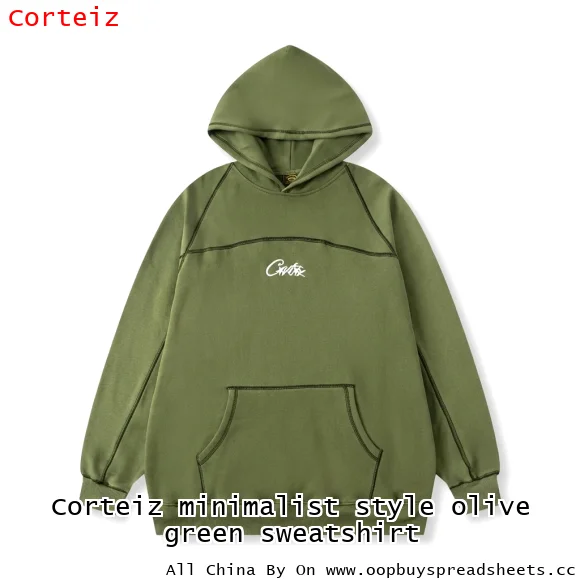 Corteiz minimalist style olive green sweatshirt
