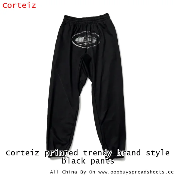 Corteiz printed trendy brand style black pants
