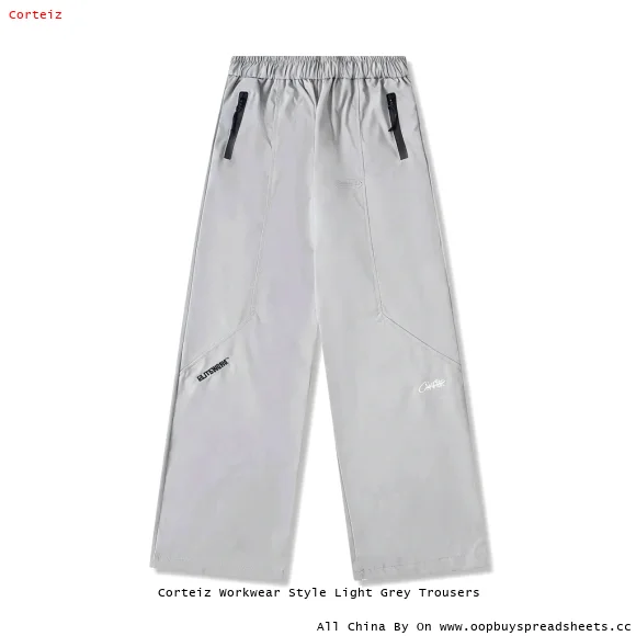 Corteiz Workwear Style Light Grey Trousers