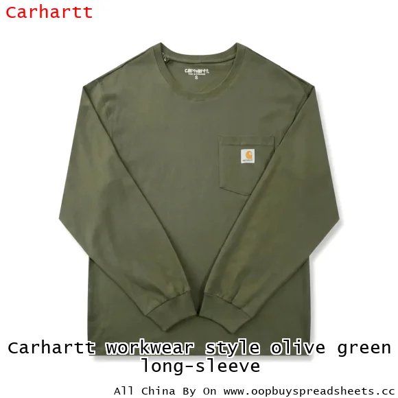 Carhartt workwear style olive green long-sleeve