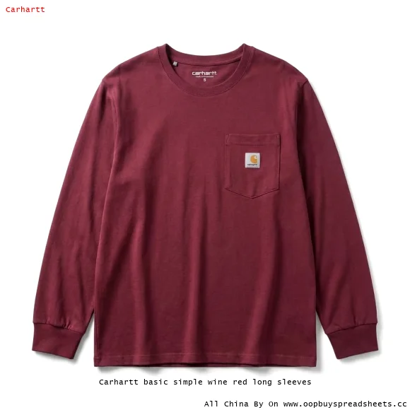 Carhartt basic simple wine red long sleeves