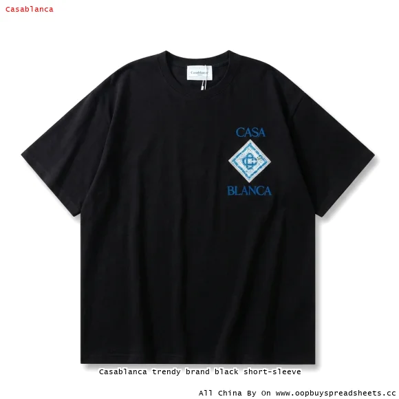 Casablanca trendy brand black short-sleeve
