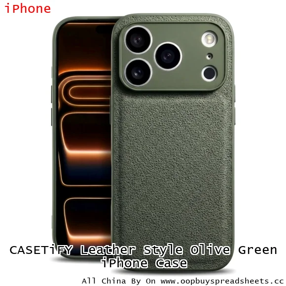 CASETiFY Leather Style Olive Green iPhone Case
