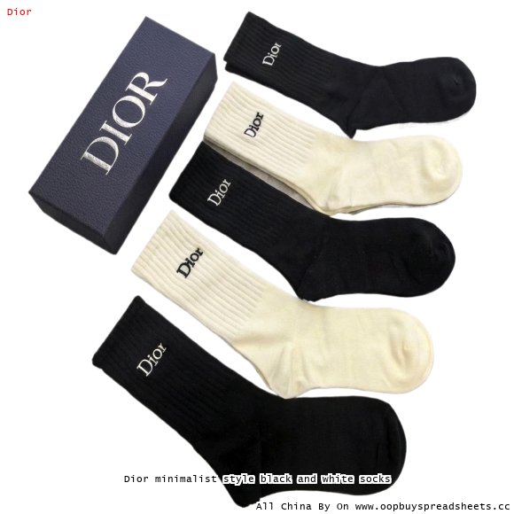 Dior minimalist style black and white socks