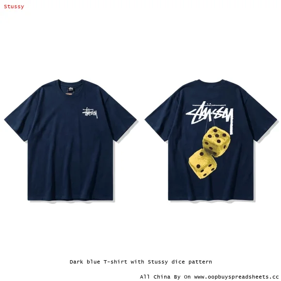 Dark blue T-shirt with Stussy dice pattern
