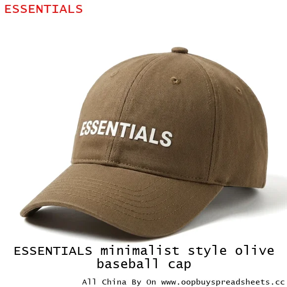 ESSENTIALS minimalist style olive baseball cap