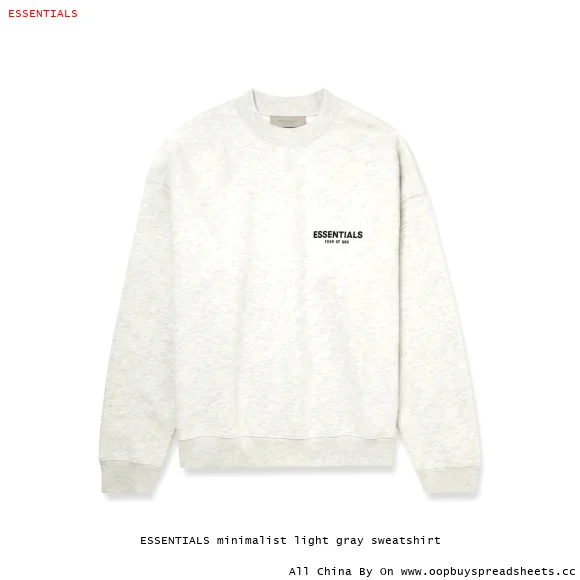 ESSENTIALS minimalist light gray sweatshirt