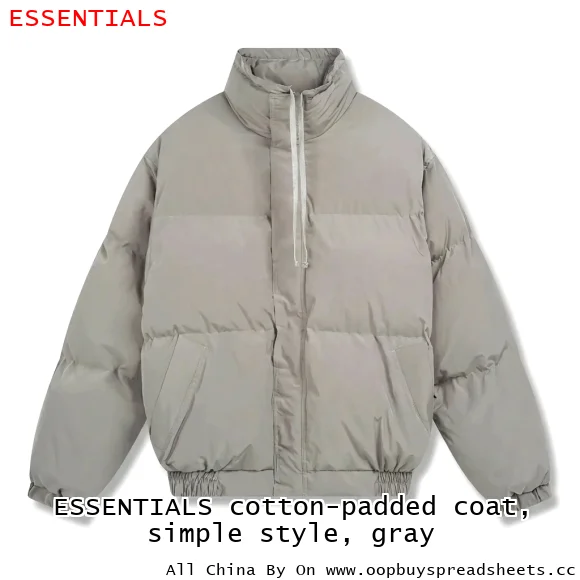 ESSENTIALS cotton-padded coat, simple style, gray