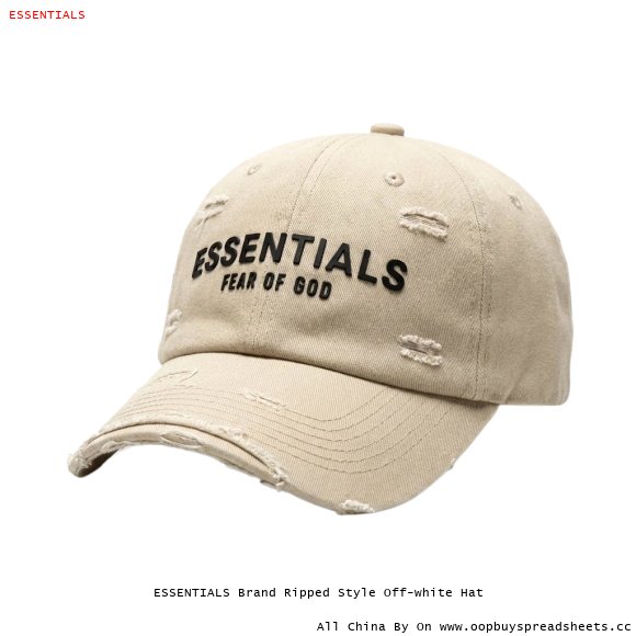 ESSENTIALS Brand Ripped Style Off-white Hat
