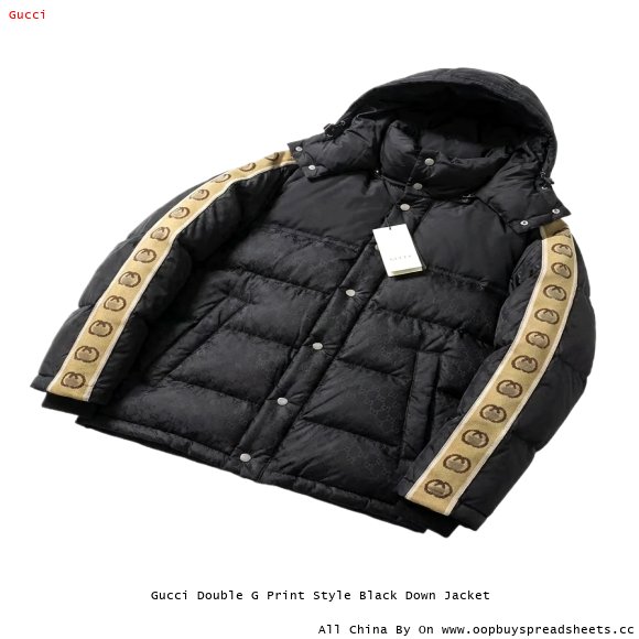 Gucci Double G Print Style Black Down Jacket