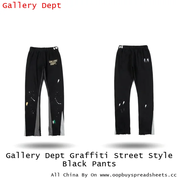 Gallery Dept Graffiti Street Style Black Pants