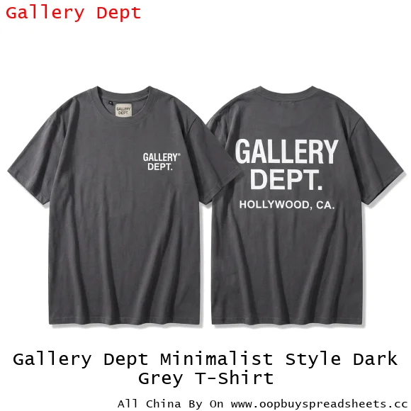 Gallery Dept Minimalist Style Dark Grey T-Shirt