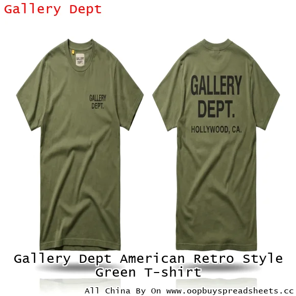 Gallery Dept American Retro Style Green T-shirt