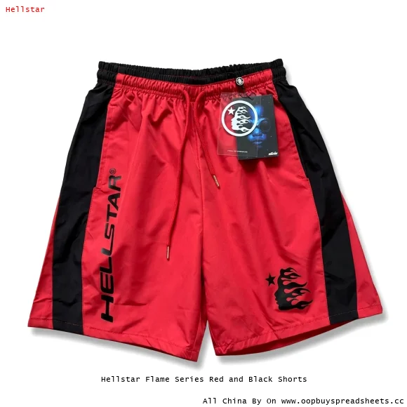 Hellstar Flame Series Red and Black Shorts