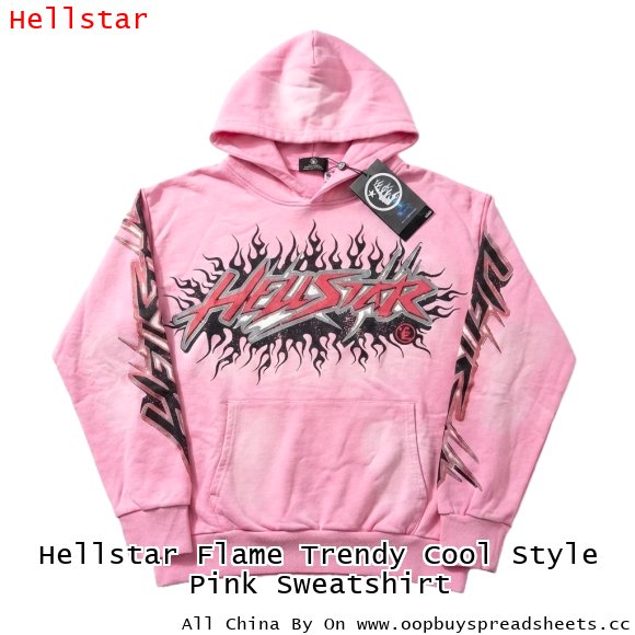 Hellstar Flame Trendy Cool Style Pink Sweatshirt