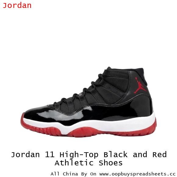 Jordan 11 High-Top Black and Red Athletic Shoes