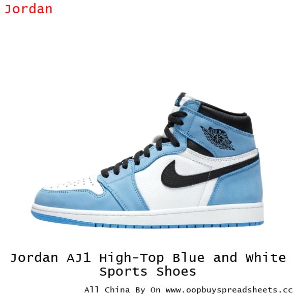 Jordan AJ1 High-Top Blue and White Sports Shoes