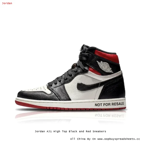 Jordan AJ1 High Top Black and Red Sneakers