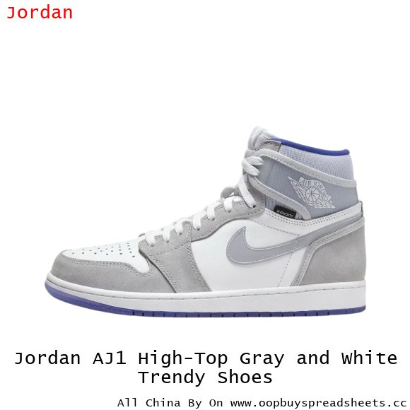 Jordan AJ1 High-Top Gray and White Trendy Shoes