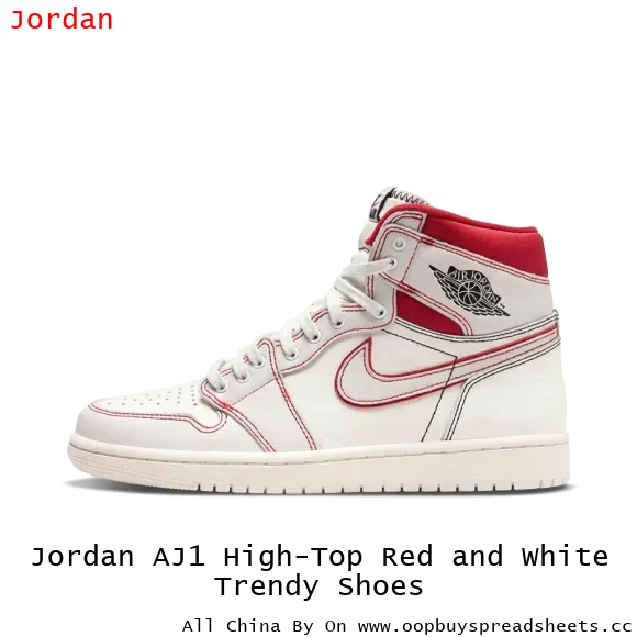 Jordan AJ1 High-Top Red and White Trendy Shoes