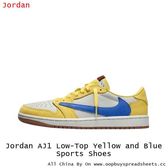 Jordan AJ1 Low-Top Yellow and Blue Sports Shoes