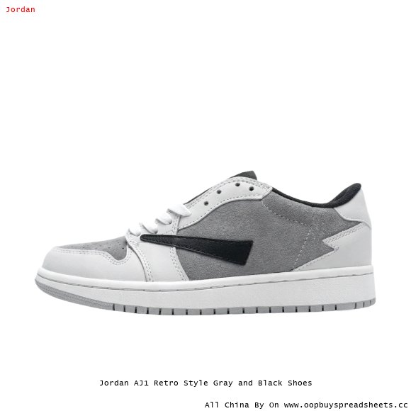 Jordan AJ1 Retro Style Gray and Black Shoes