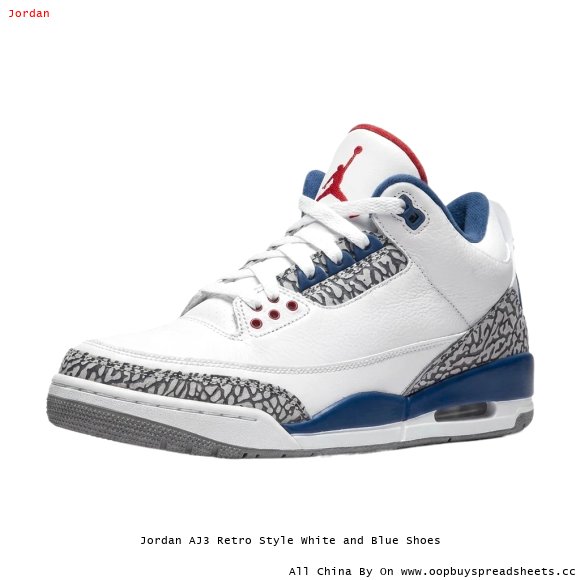 Jordan AJ3 Retro Style White and Blue Shoes
