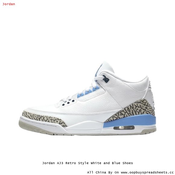 Jordan AJ3 Retro Style White and Blue Shoes