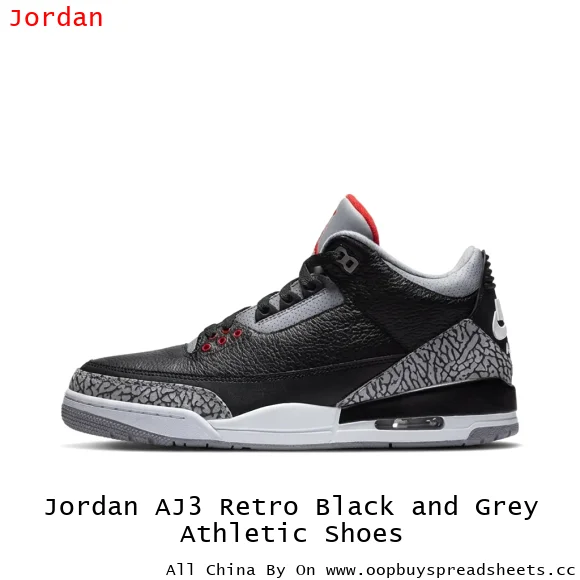 Jordan AJ3 Retro Black and Grey Athletic Shoes