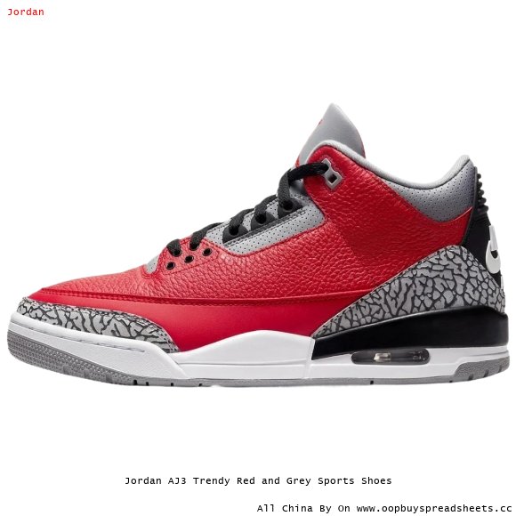 Jordan AJ3 Trendy Red and Grey Sports Shoes