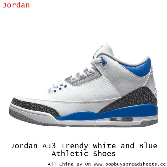 Jordan AJ3 Trendy White and Blue Athletic Shoes
