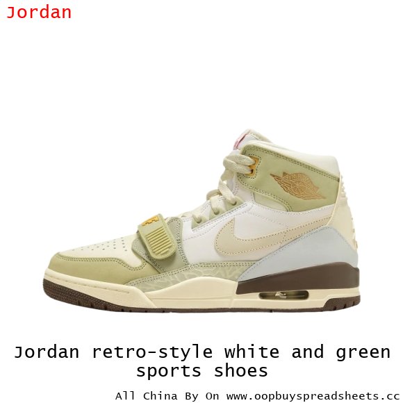 Jordan retro-style white and green sports shoes