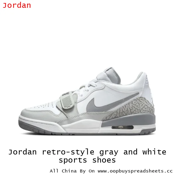 Jordan retro-style gray and white sports shoes