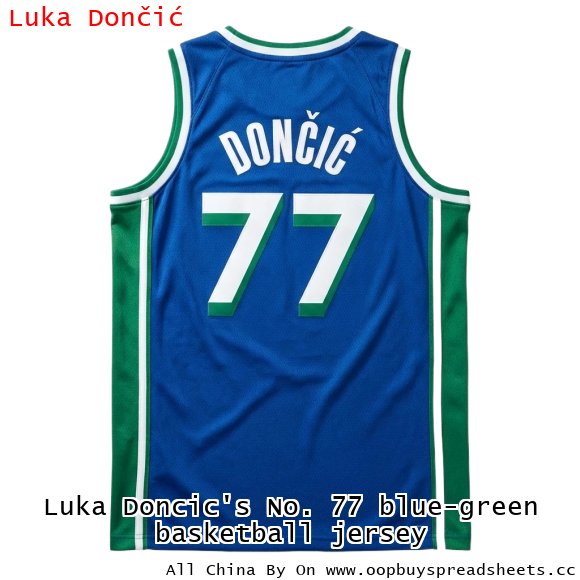 Luka Doncic's No. 77 blue-green basketball jersey