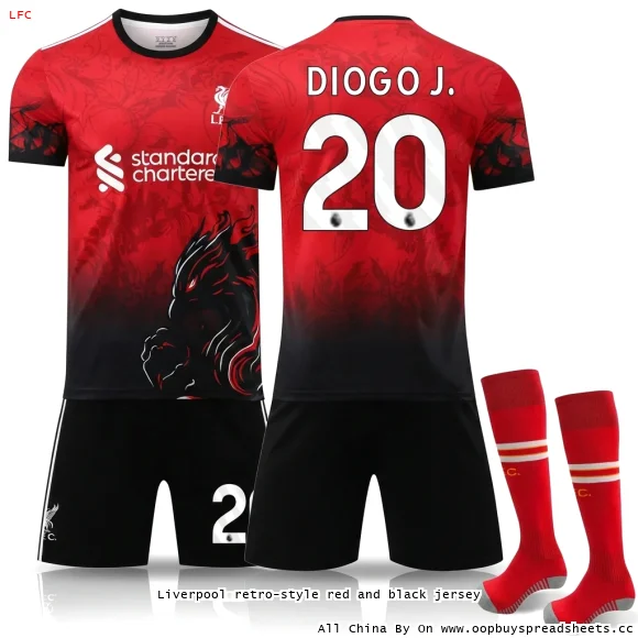Liverpool retro-style red and black jersey