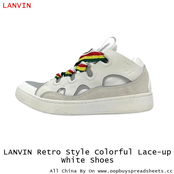 LANVIN Retro Style Colorful Lace-up White Shoes