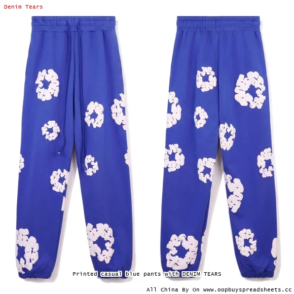 Printed casual blue pants with DENIM TEARS