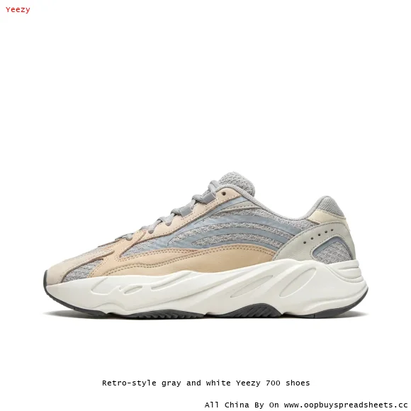 Retro-style gray and white Yeezy 700 shoes