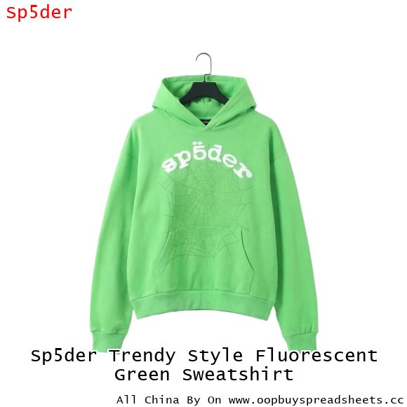 Sp5der Trendy Style Fluorescent Green Sweatshirt