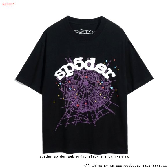 Sp5der Spider Web Print Black Trendy T-shirt