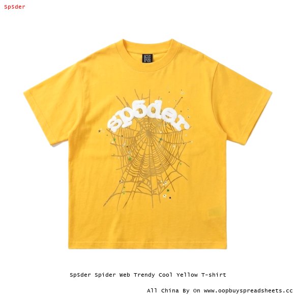 Sp5der Spider Web Trendy Cool Yellow T-shirt