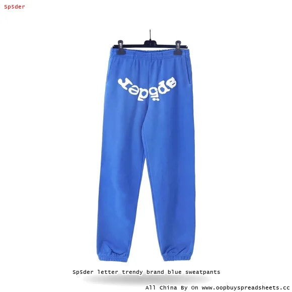Sp5der letter trendy brand blue sweatpants