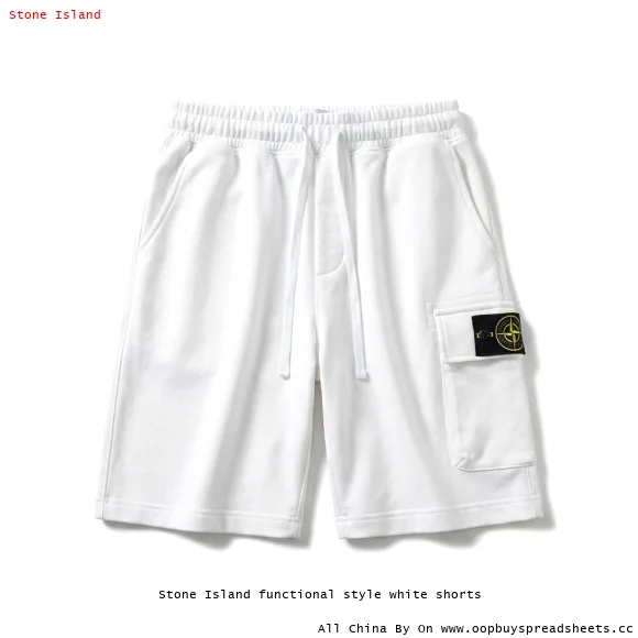 Stone Island functional style white shorts