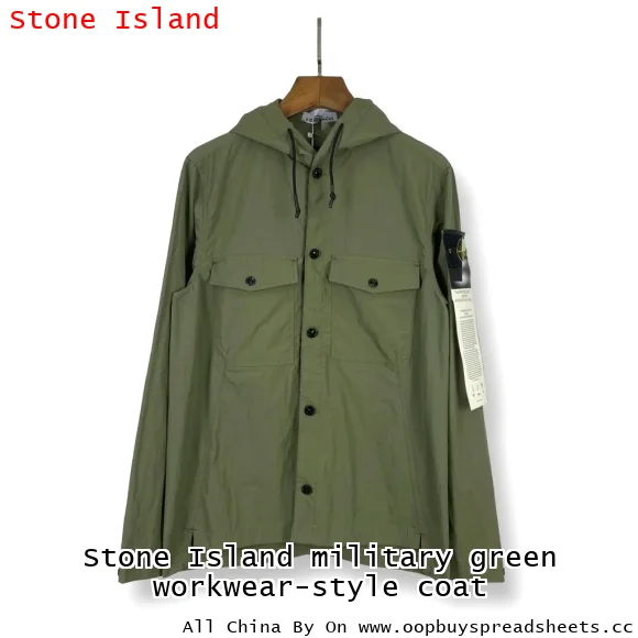 Stone Island military green workwear-style coat