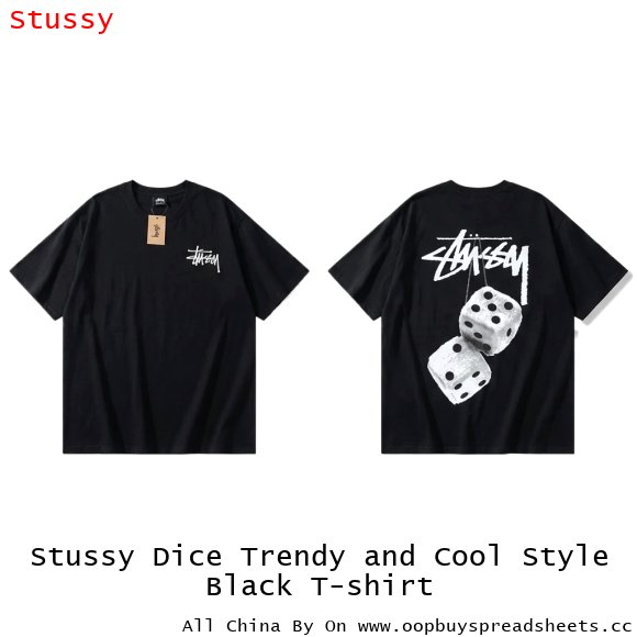 Stussy Dice Trendy and Cool Style Black T-shirt