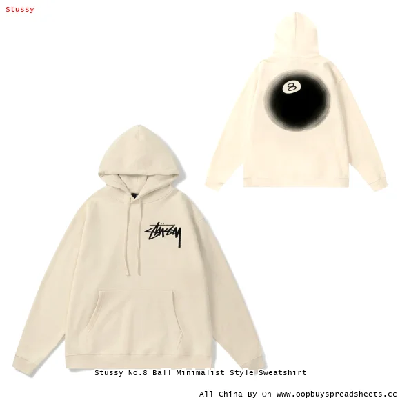 Stussy No.8 Ball Minimalist Style Sweatshirt